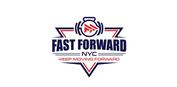 Logo for Fast Forward NYC with a dynamic arrow design.